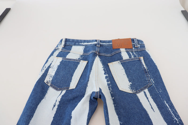 Jeans ajustados de algodón y denim azul cobalto a rayas de Dolce & Gabbana