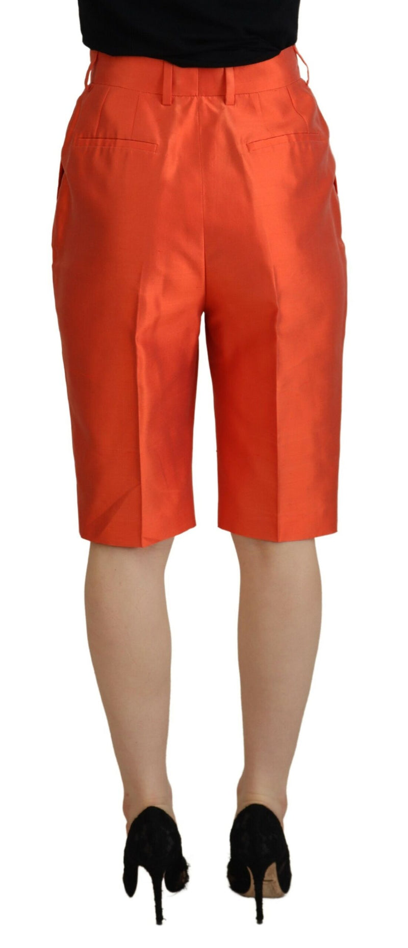 Calça cropped Dolce & Gabbana de seda laranja e cintura alta