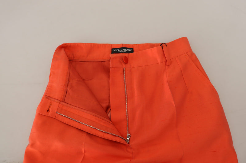 Calça cropped Dolce & Gabbana de seda laranja e cintura alta