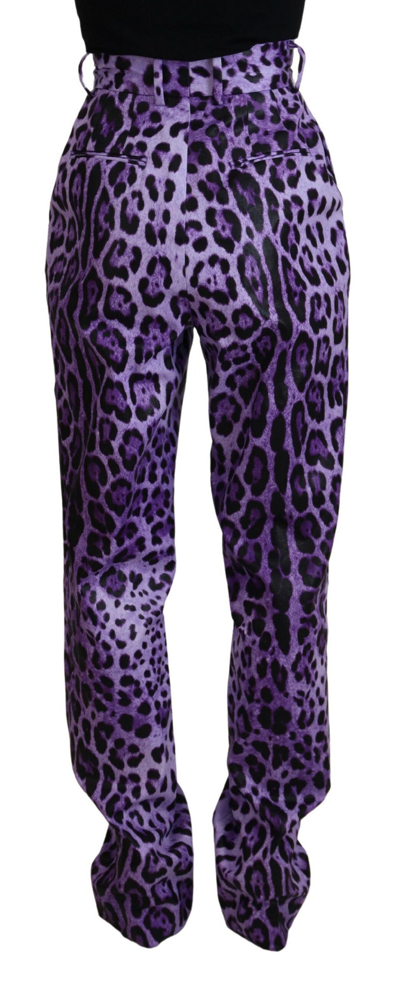 Dolce & Gabbana Pantaloni viola a vita alta con stampa leopardata