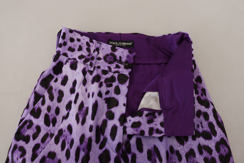 Dolce & Gabbana Pantaloni viola a vita alta con stampa leopardata