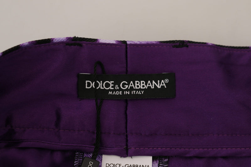 Dolce & Gabbana Pantaloni viola a vita alta con stampa leopardata