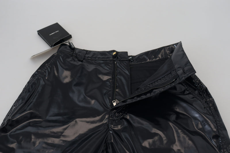 Pantalones ajustados negros de nailon y cintura alta de Dolce & Gabbana