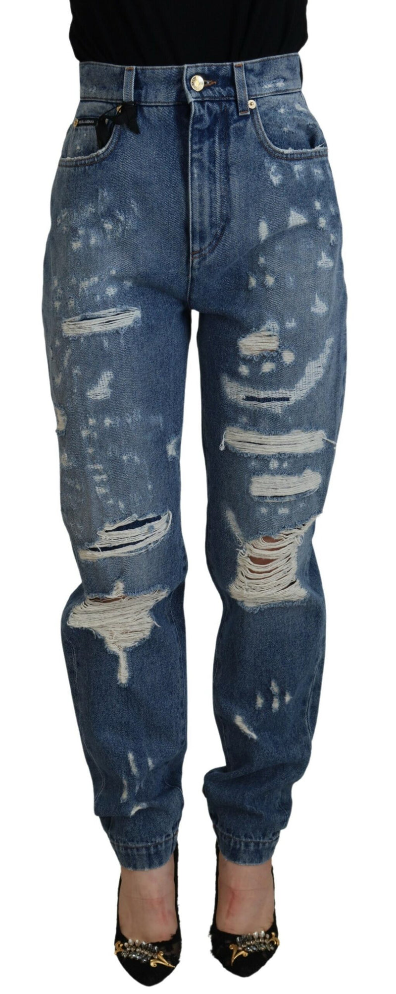 Jeans ajustados de algodón y denim azul desgastado de Dolce & Gabbana