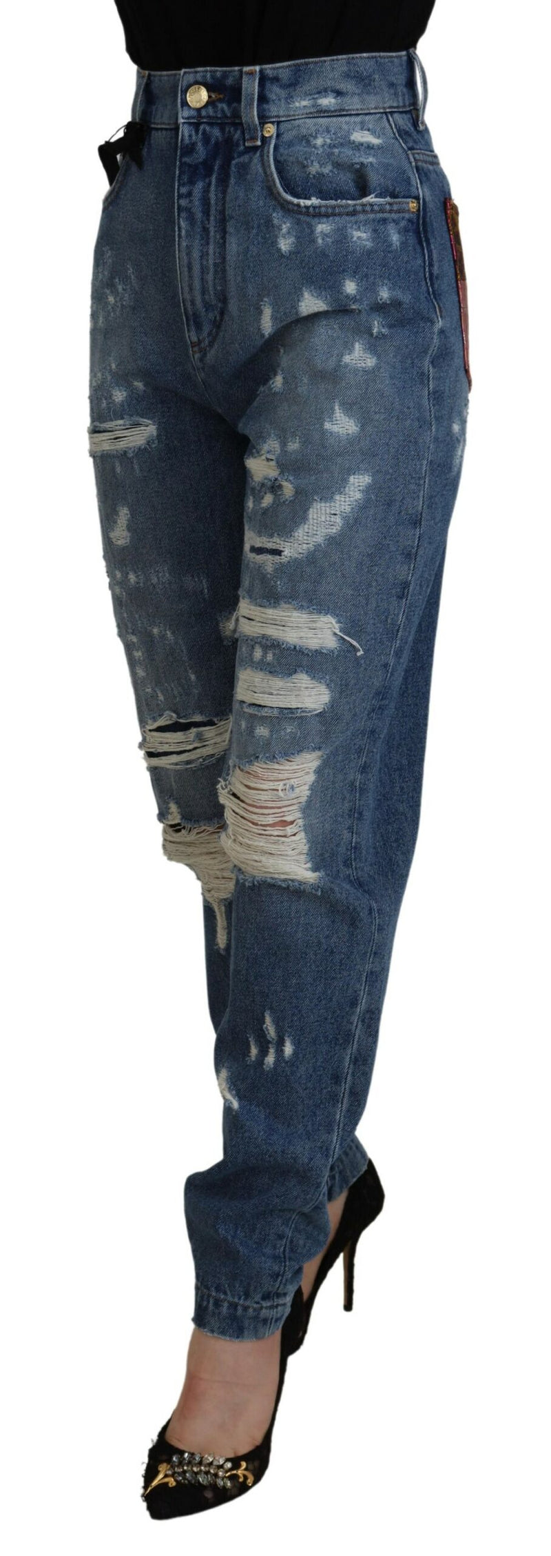 Jeans ajustados de algodón y denim azul desgastado de Dolce & Gabbana