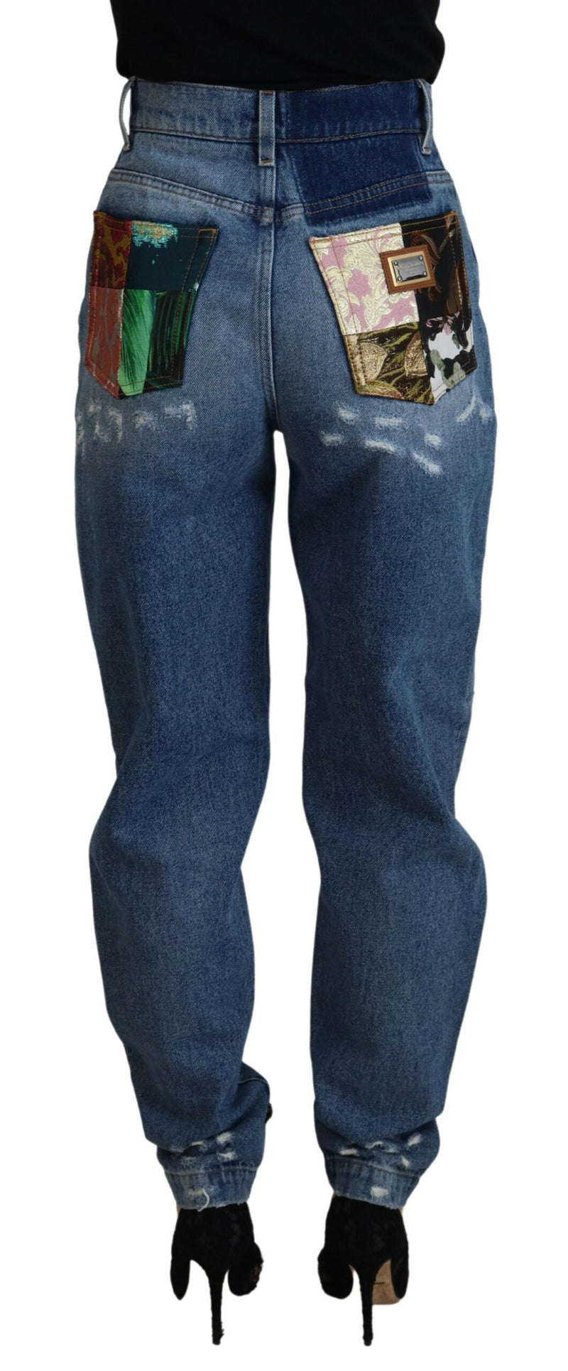 Jeans ajustados de algodón y denim azul desgastado de Dolce & Gabbana