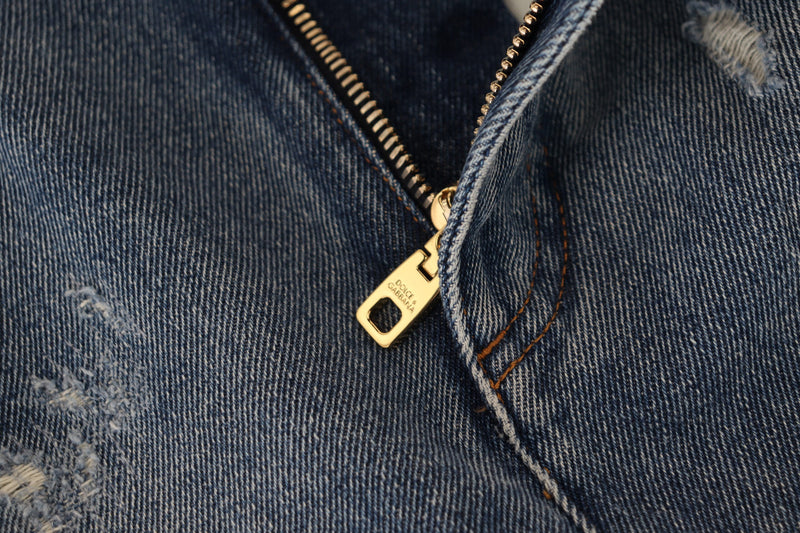 Jeans ajustados de algodón y denim azul desgastado de Dolce & Gabbana