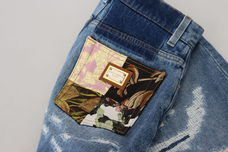 Jeans ajustados de algodón y denim azul desgastado de Dolce & Gabbana