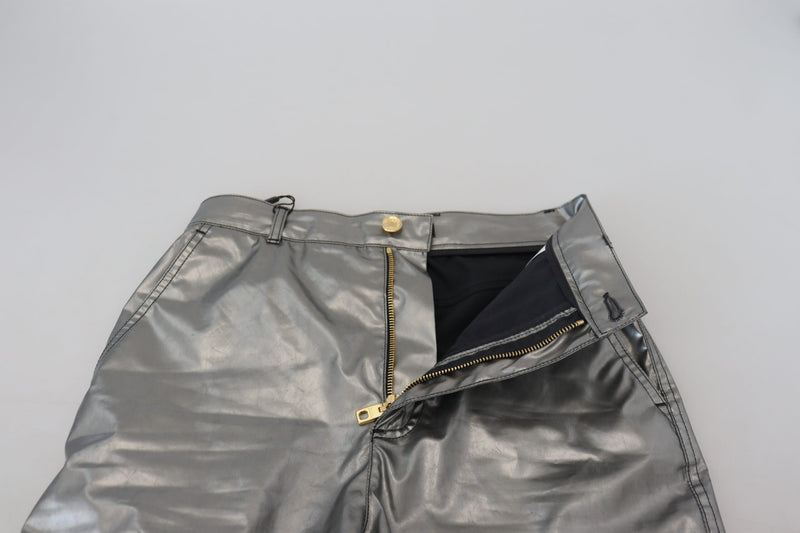 Dolce & Gabbana Pantaloni skinny argento metallizzato a vita alta