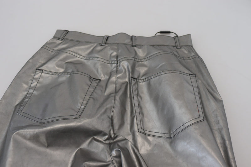 Dolce & Gabbana Pantaloni skinny argento metallizzato a vita alta
