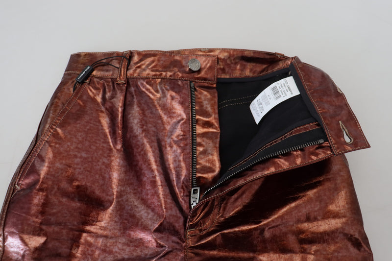 Dolce & Gabbana Jean skinny taille haute bronze métallisé