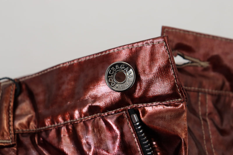 Dolce & Gabbana Jean skinny taille haute bronze métallisé