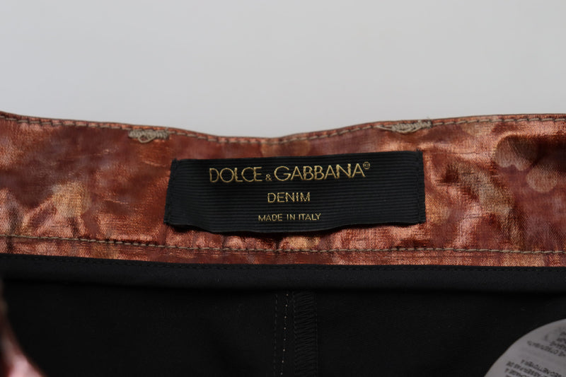 Dolce & Gabbana Jean skinny taille haute bronze métallisé