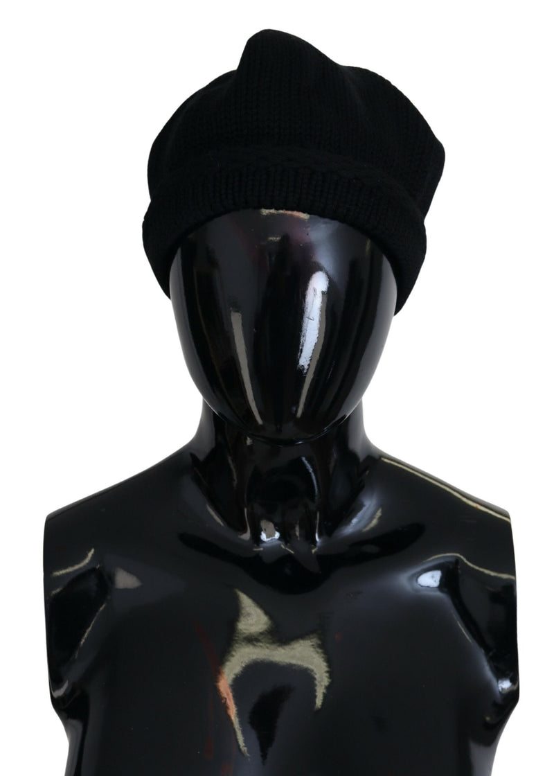 Dolce & Gabbana Bonnet d’hiver noir en laine vierge pour femme