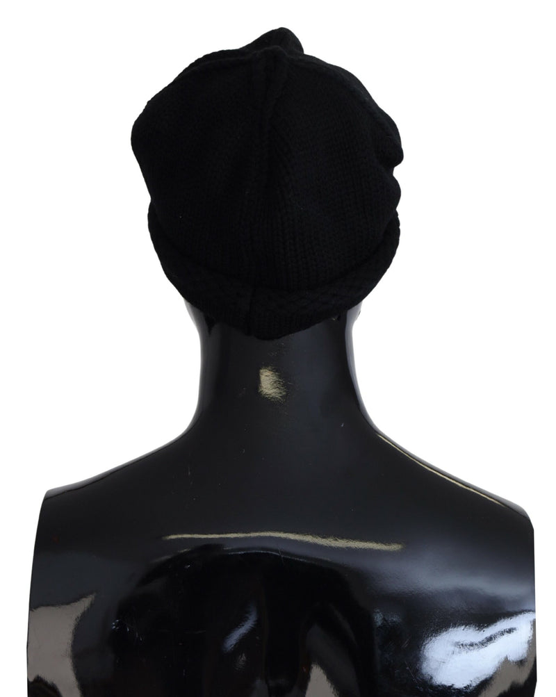 Dolce & Gabbana Bonnet d’hiver noir en laine vierge pour femme