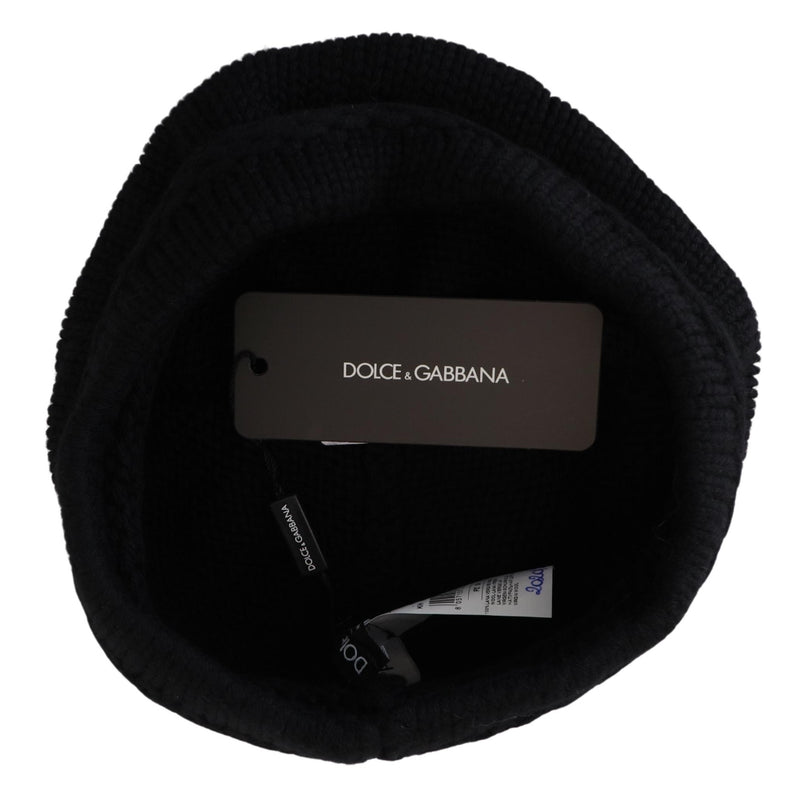 Dolce & Gabbana Bonnet d’hiver noir en laine vierge pour femme