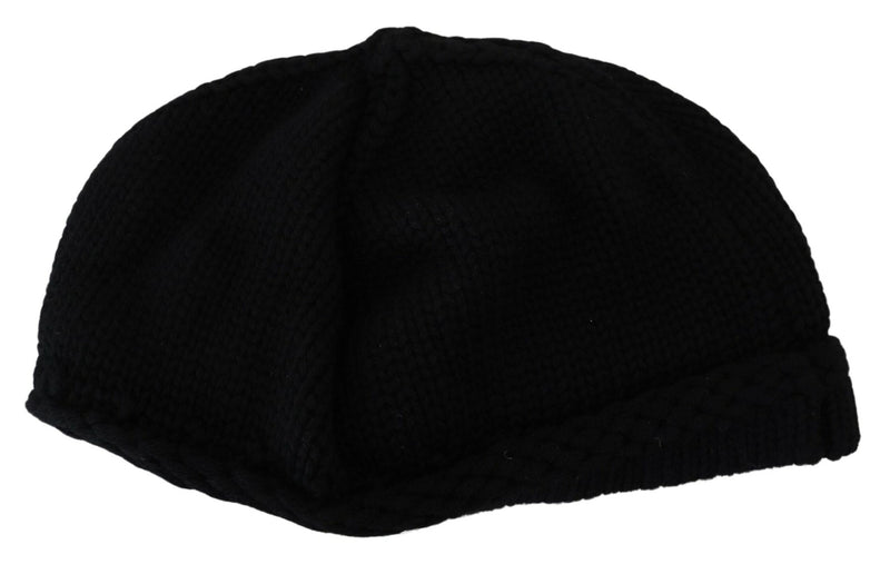 Dolce & Gabbana Bonnet d’hiver noir en laine vierge pour femme