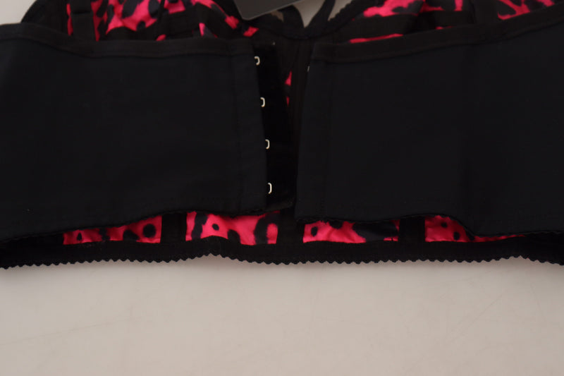 Top corpete cropped rosa com estampa de leopardo Dolce & Gabbana