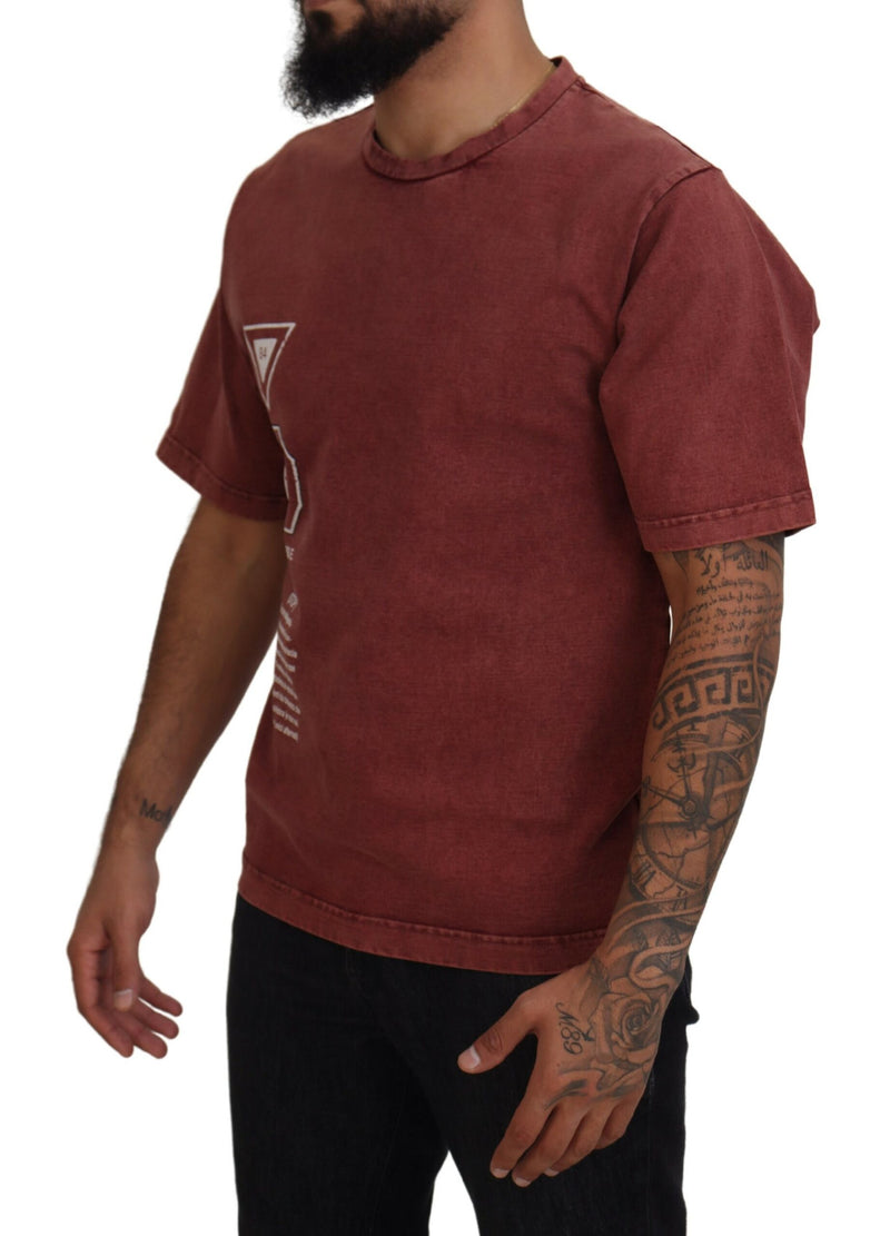 T-shirt Dolce & Gabbana bordeaux con stampa, girocollo e maniche corte