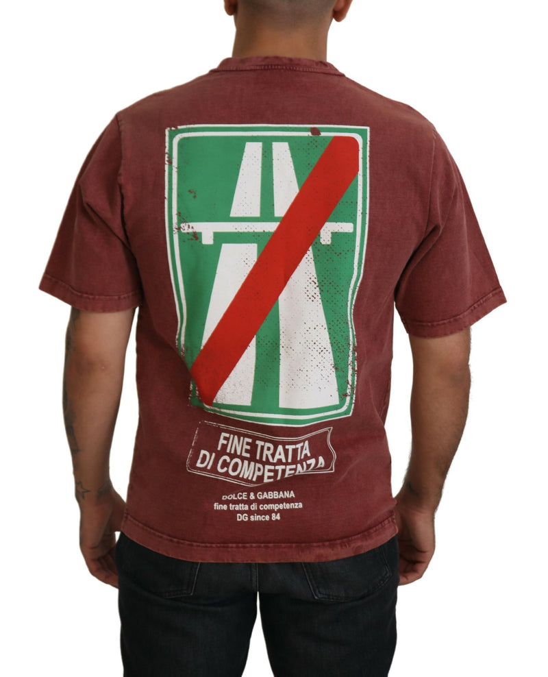 T-shirt Dolce & Gabbana bordeaux con stampa, girocollo e maniche corte