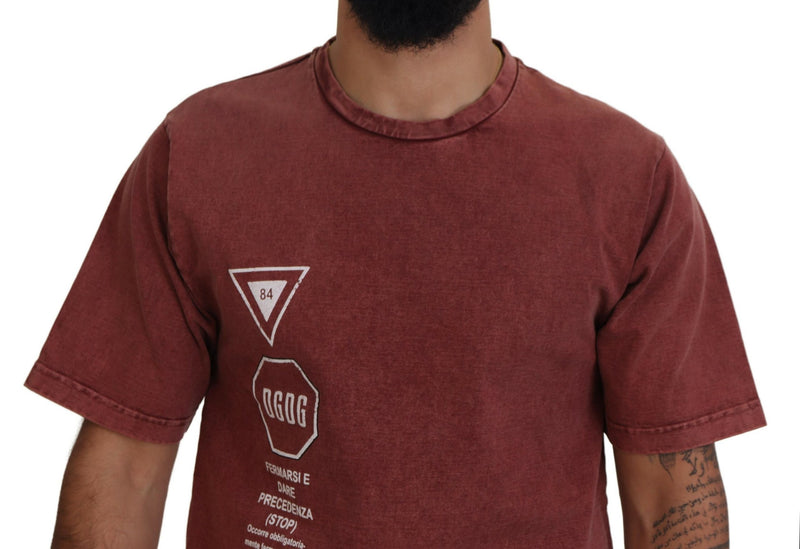 T-shirt Dolce & Gabbana bordeaux con stampa, girocollo e maniche corte