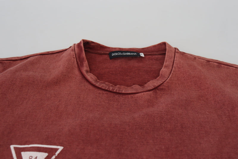 T-shirt Dolce & Gabbana bordeaux con stampa, girocollo e maniche corte