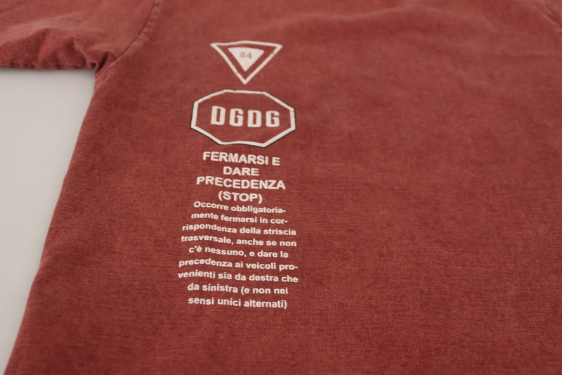 T-shirt Dolce & Gabbana bordeaux con stampa, girocollo e maniche corte