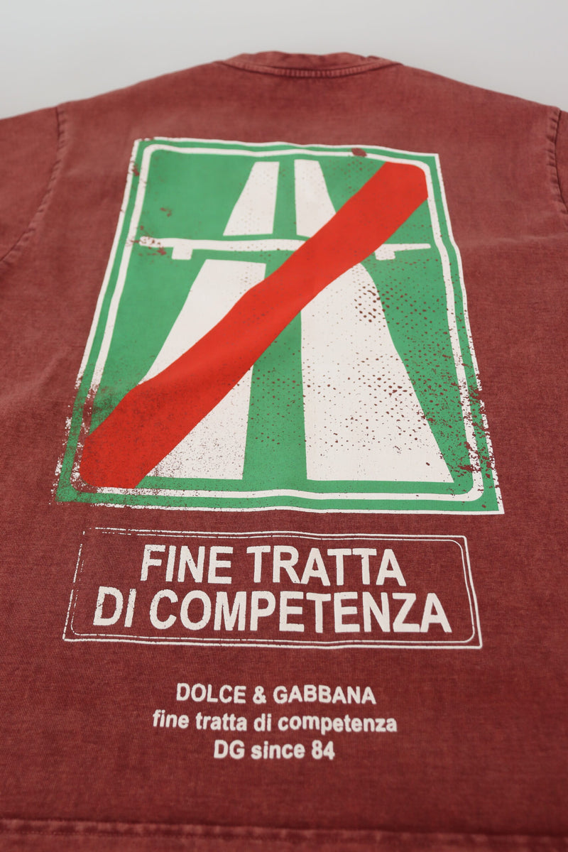 T-shirt Dolce & Gabbana bordeaux con stampa, girocollo e maniche corte