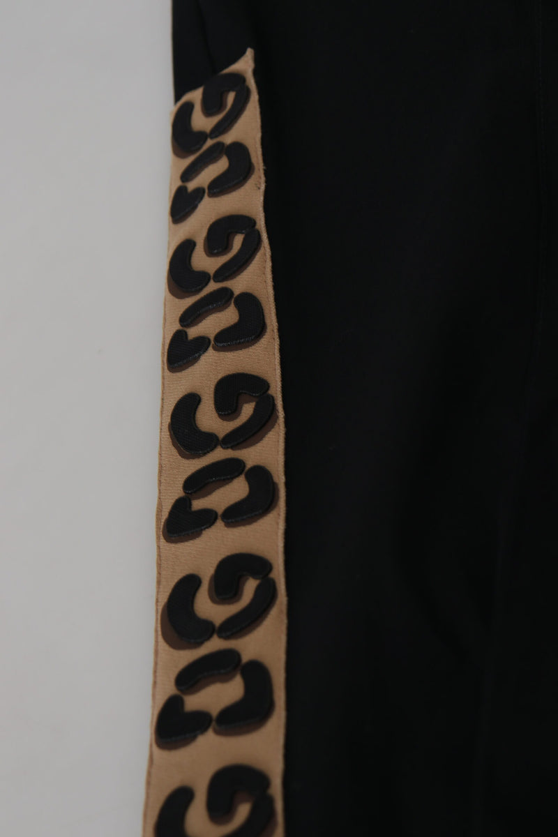 Pantaloni cropped Dolce & Gabbana neri in cotone con vita elasticizzata e logo DG