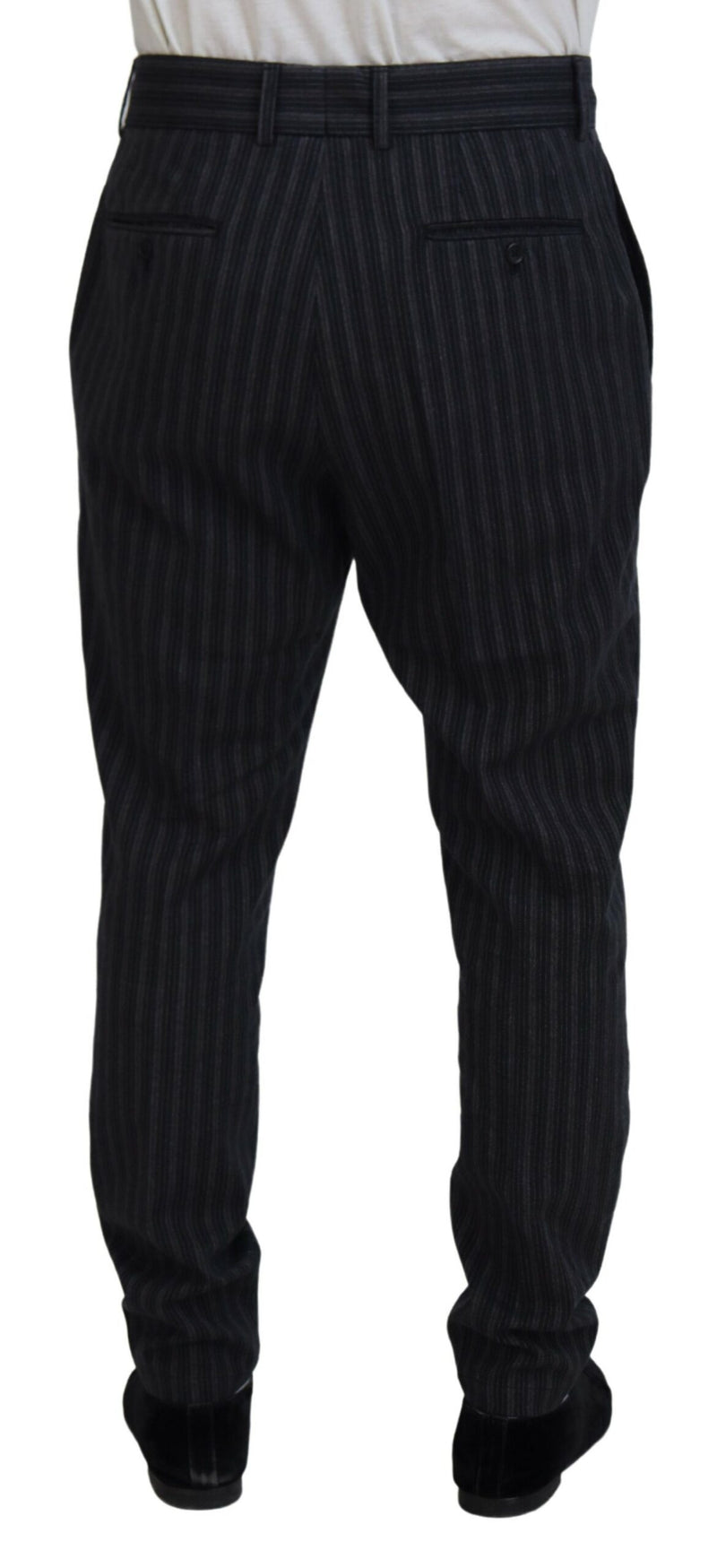 Calça chino social Dolce & Gabbana cinza-escura, com listras