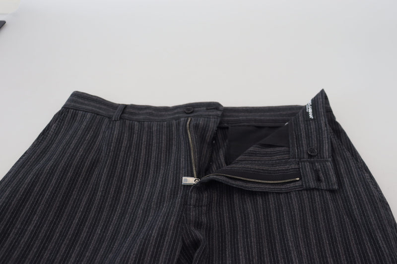 Calça chino social Dolce & Gabbana cinza-escura, com listras