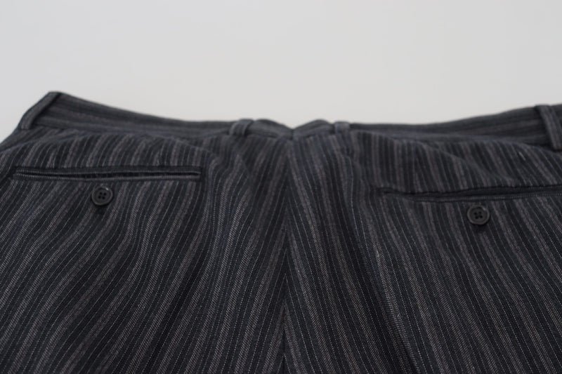 Calça chino social Dolce & Gabbana cinza-escura, com listras
