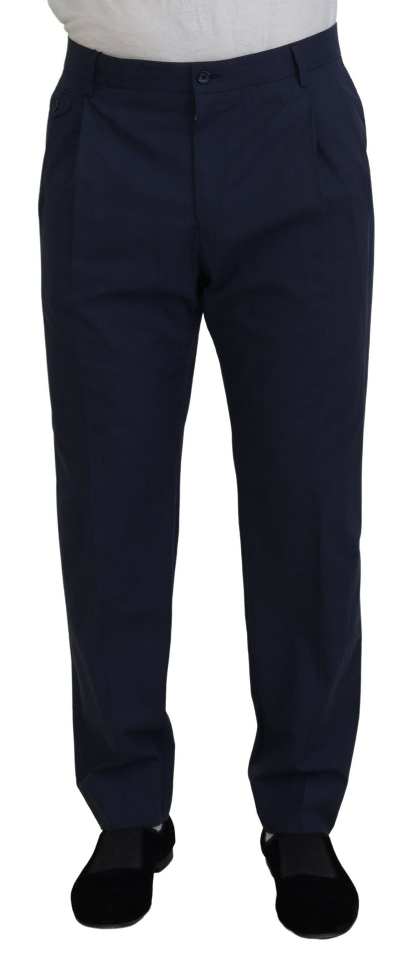 Pantalon habillé Dolce & Gabbana bleu foncé en coton, coupe chino
