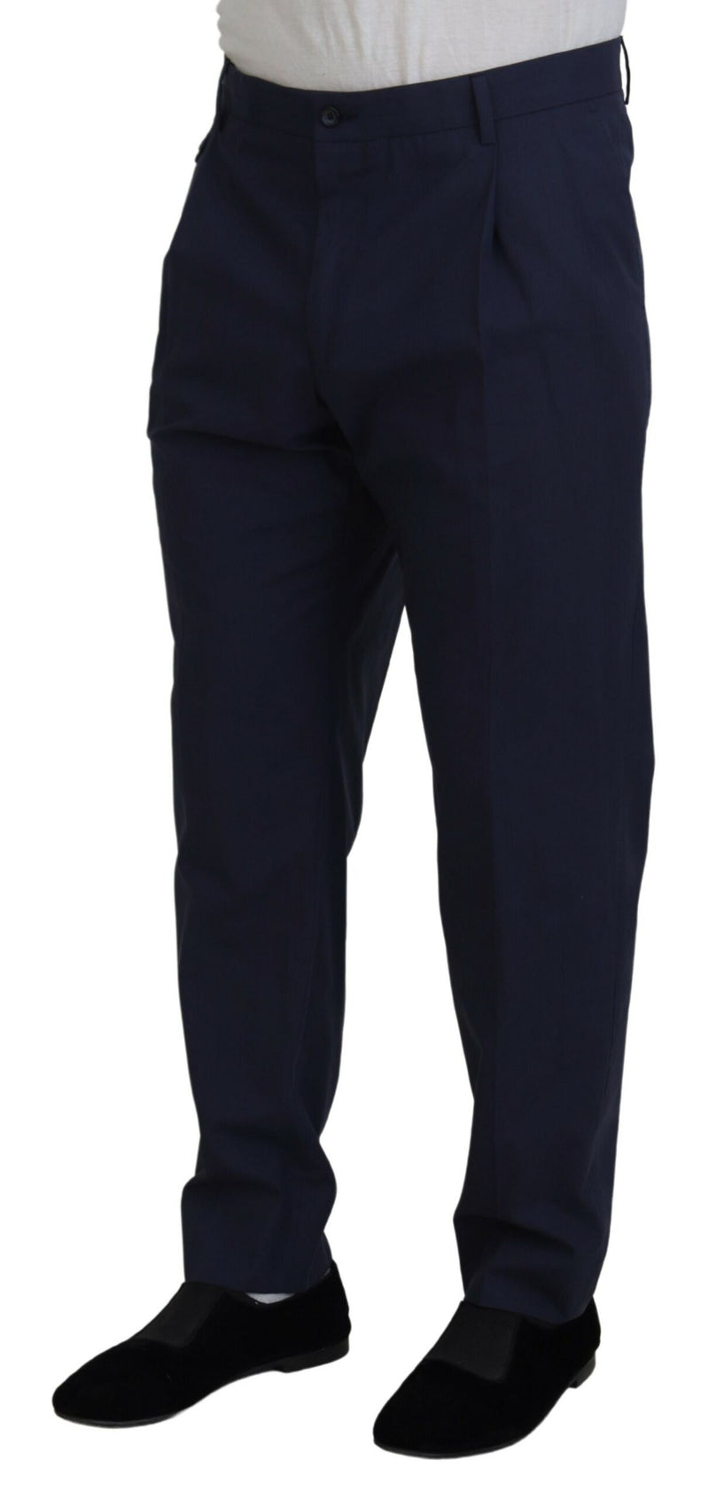 Pantalon habillé Dolce & Gabbana bleu foncé en coton, coupe chino