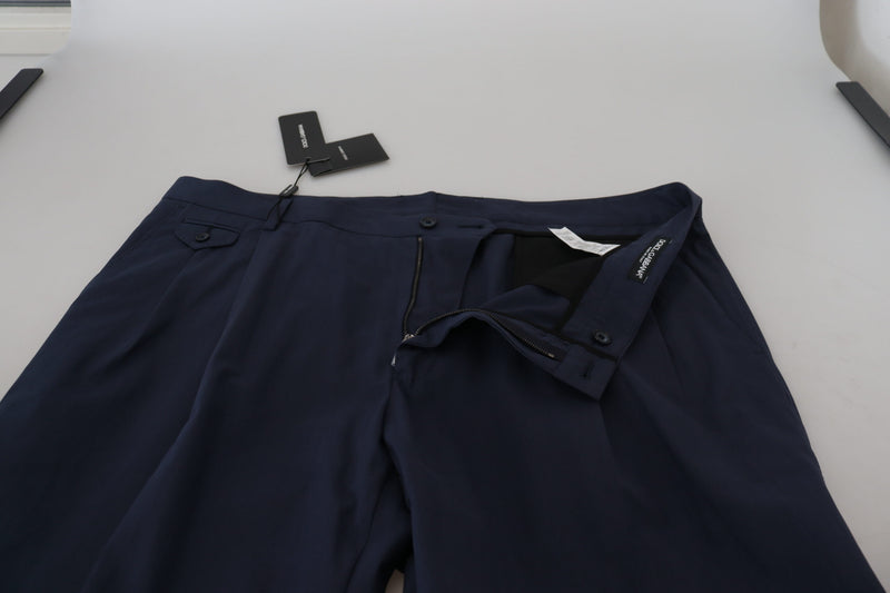 Pantalon habillé Dolce & Gabbana bleu foncé en coton, coupe chino
