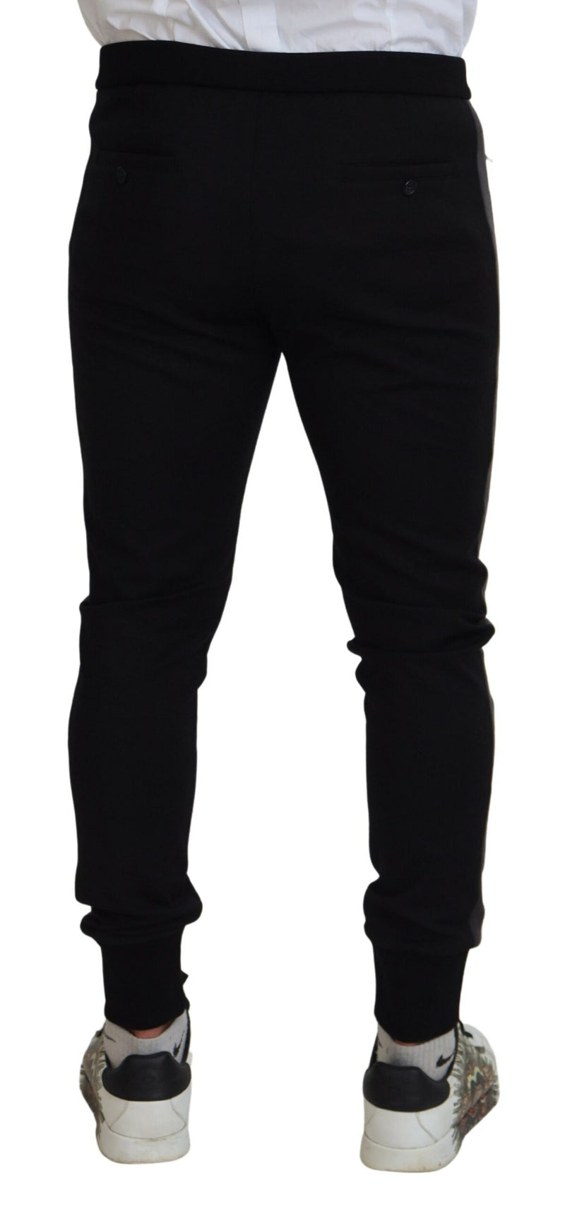 Calça jogger Dolce & Gabbana preta de lã, com ferradura