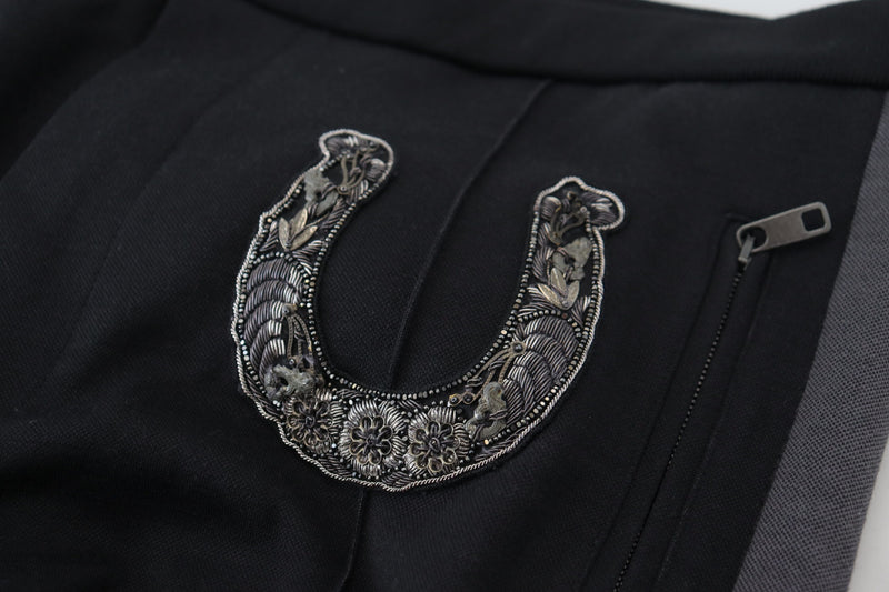 Calça jogger Dolce & Gabbana preta de lã, com ferradura