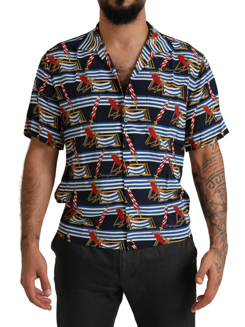 Chemise à manches courtes Dolce & Gabbana multicolore à imprimé chaise de plage