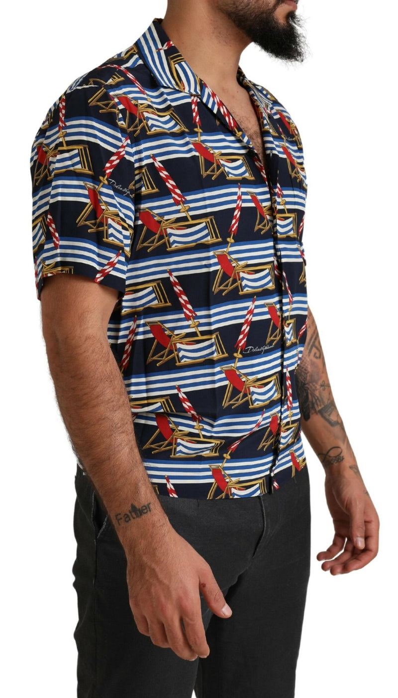 Chemise à manches courtes Dolce & Gabbana multicolore à imprimé chaise de plage