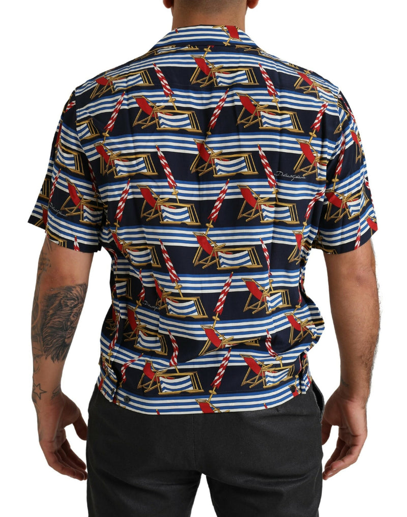 Chemise à manches courtes Dolce & Gabbana multicolore à imprimé chaise de plage