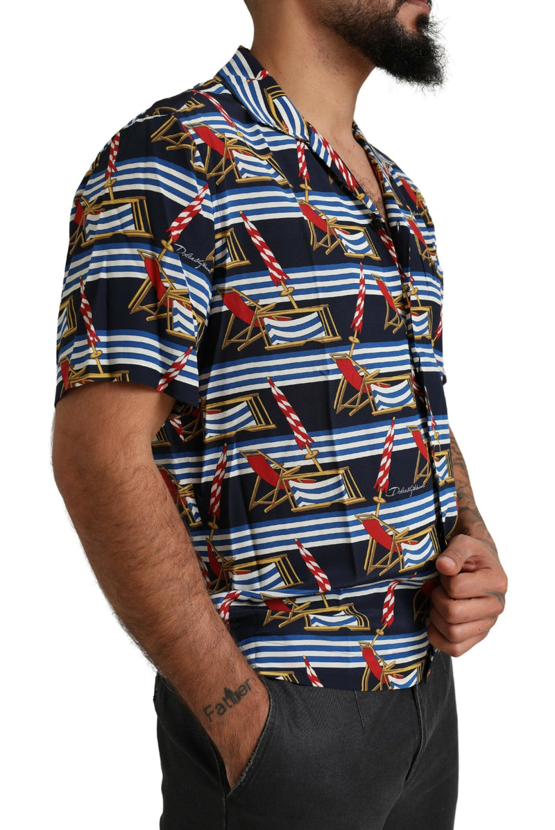 Chemise à manches courtes Dolce & Gabbana multicolore à imprimé chaise de plage