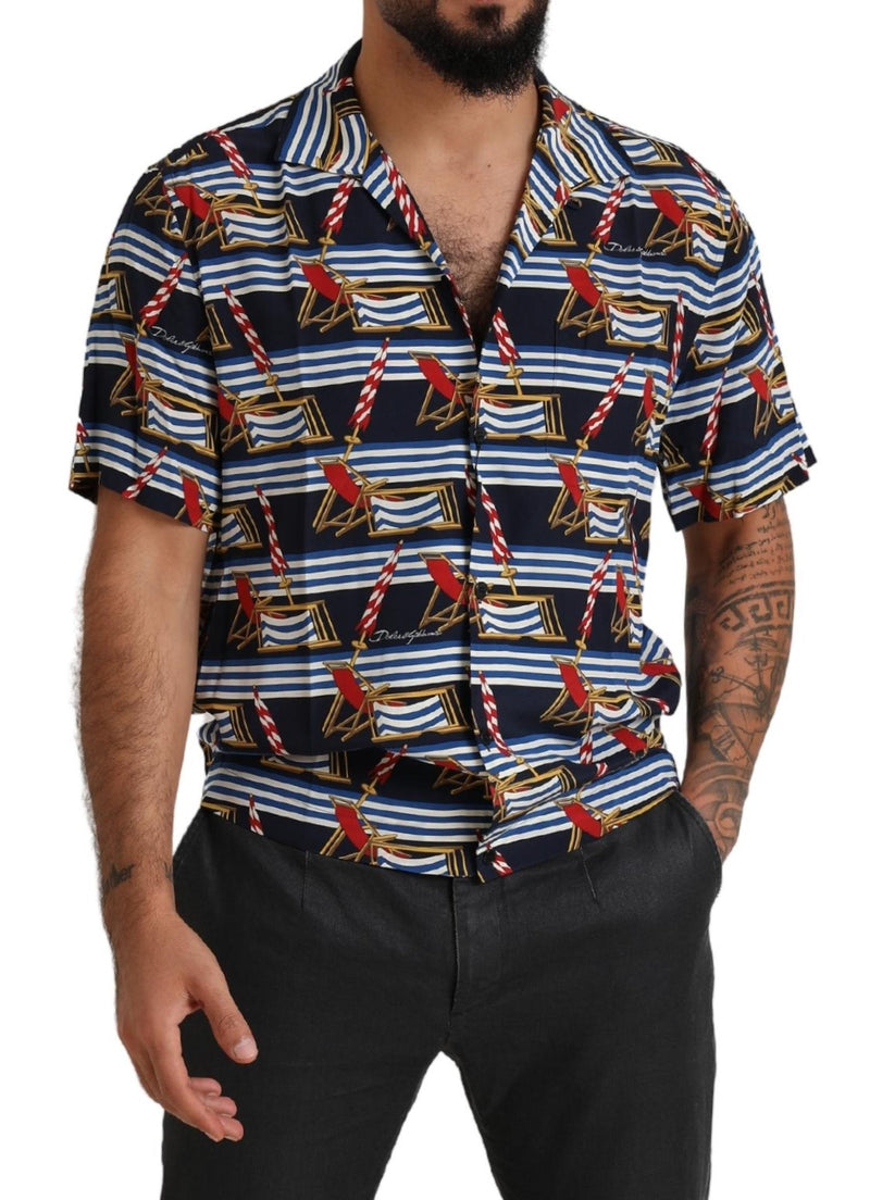 Chemise à manches courtes Dolce & Gabbana multicolore à imprimé chaise de plage