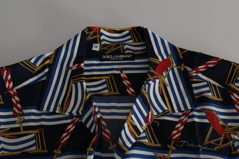 Chemise à manches courtes Dolce & Gabbana multicolore à imprimé chaise de plage
