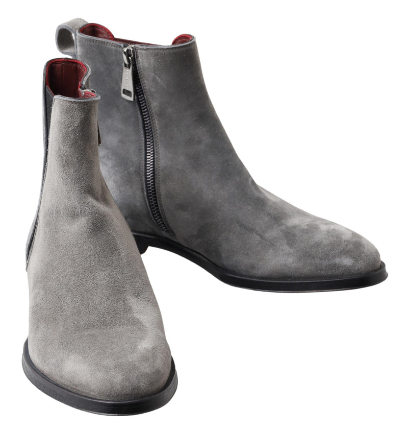 Botas de cano curto Dolce & Gabbana de couro cinza para homens