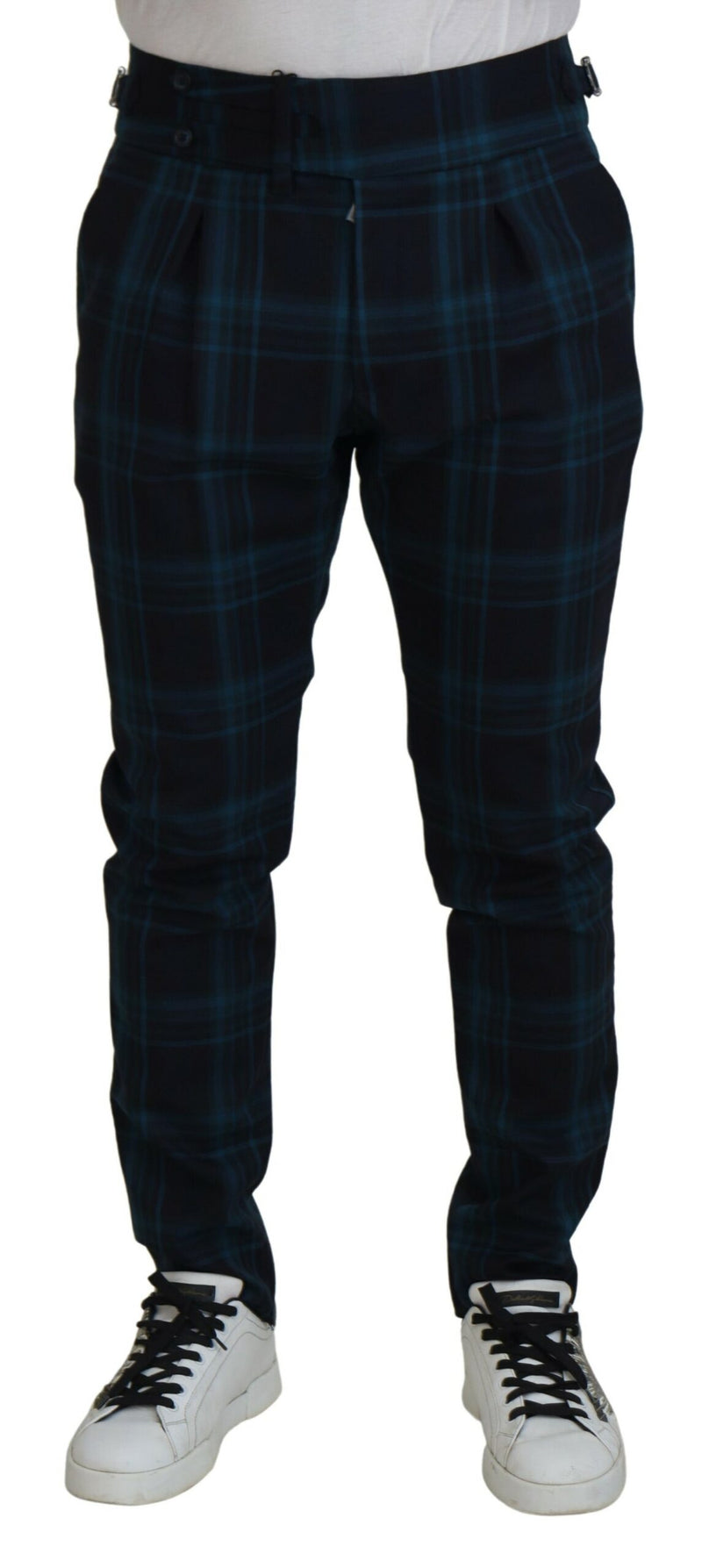 Pantalones de lana a cuadros azules y morados de Dolce & Gabbana
