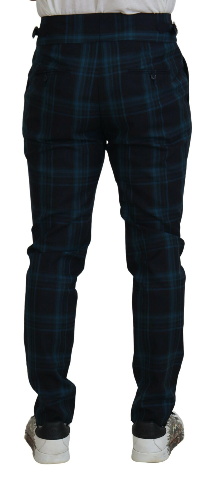 Pantalones de lana a cuadros azules y morados de Dolce & Gabbana