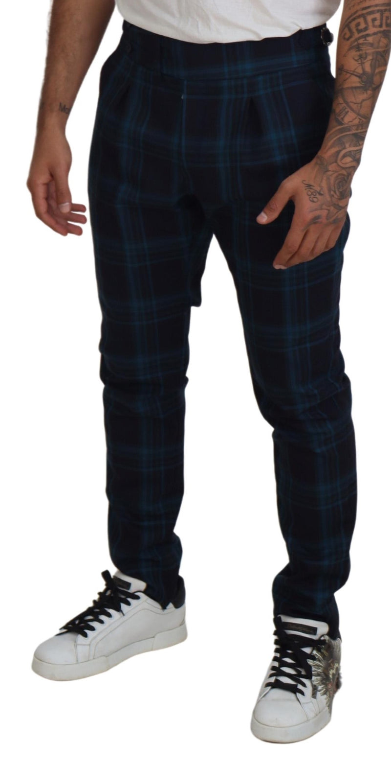 Pantalones de lana a cuadros azules y morados de Dolce & Gabbana
