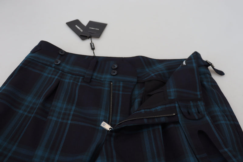 Pantalones de lana a cuadros azules y morados de Dolce & Gabbana