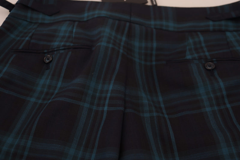 Pantalones de lana a cuadros azules y morados de Dolce & Gabbana