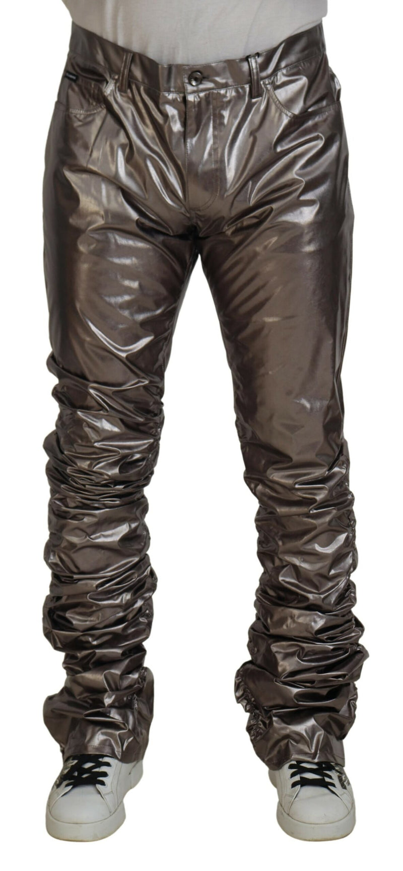 Pantalones Dolce & Gabbana de nailon elástico metalizado plateado